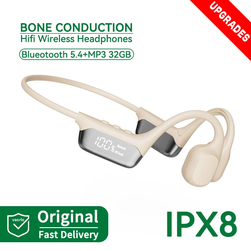 Bone Conduction Headphones – Bluetooth 5.4, 32GB, IPX8 Waterproof