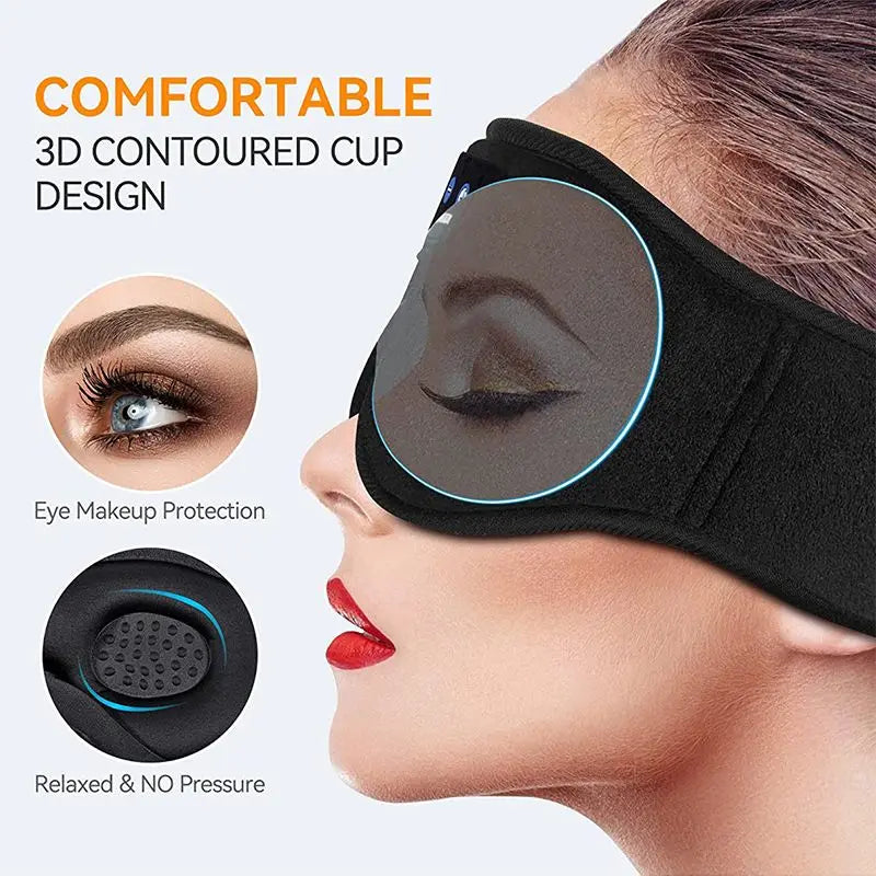 Bluetooth Sleep Headphones – 3D Eye Mask, Soft & Wireless