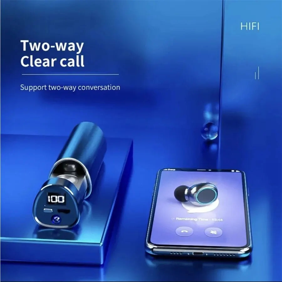 TWS Wireless Earbuds – LED Display, Stereo Bass & Built-In Mic