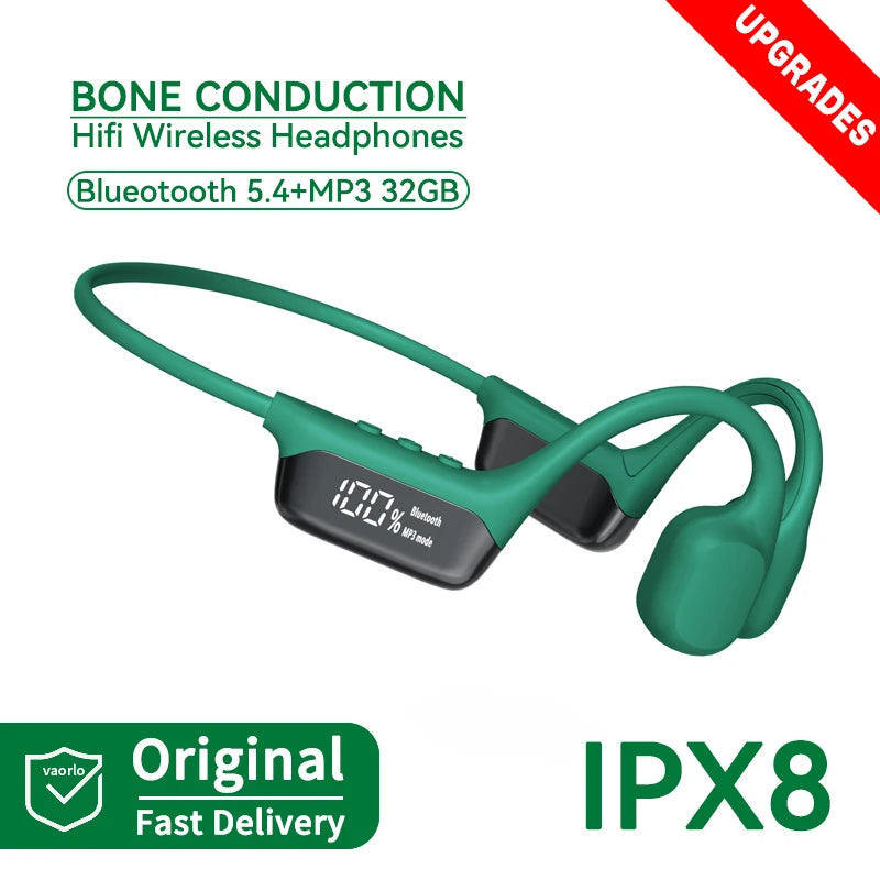 Bone Conduction Headphones – Bluetooth 5.4, 32GB, IPX8 Waterproof