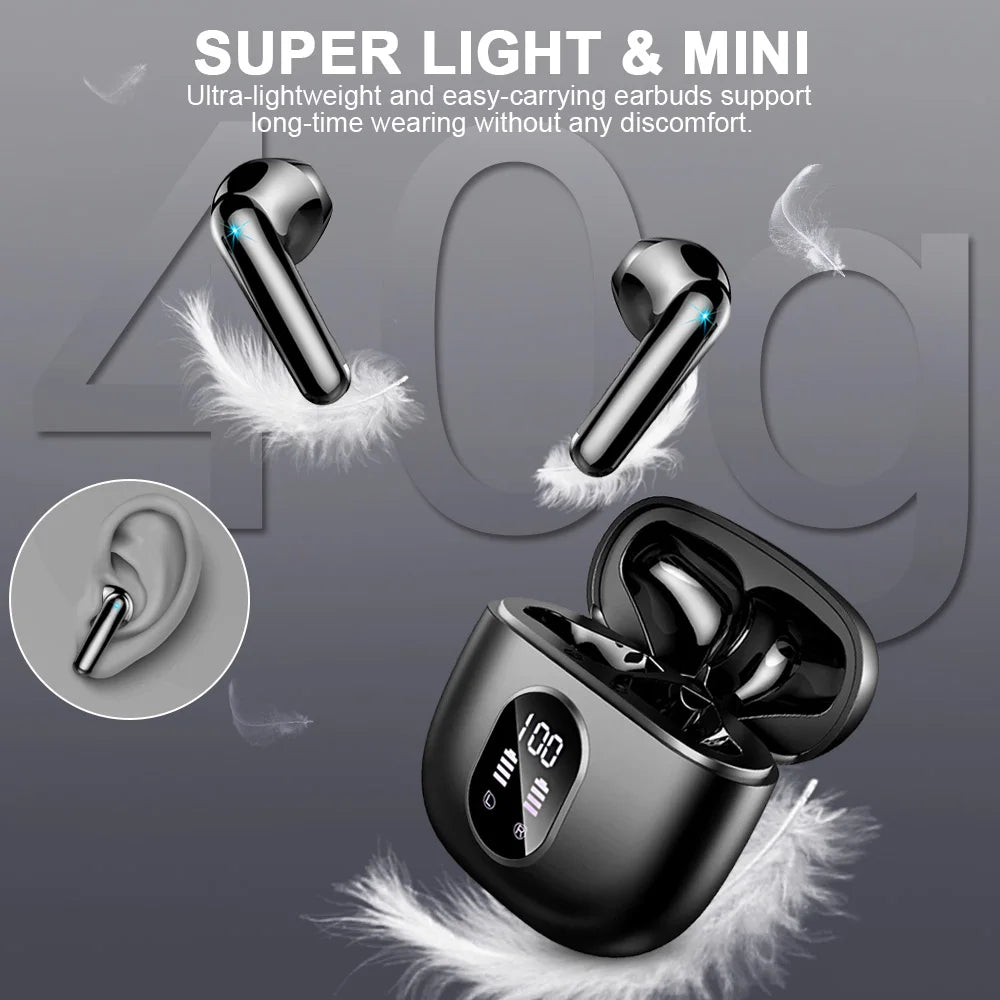 Wireless Earbuds – Bluetooth 5.3, ENC Mic, 50H Playtime, LED Display
