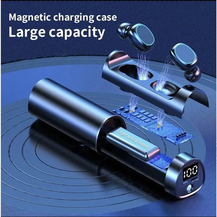 TWS Wireless Earbuds – LED Display, Stereo Bass & Built-In Mic