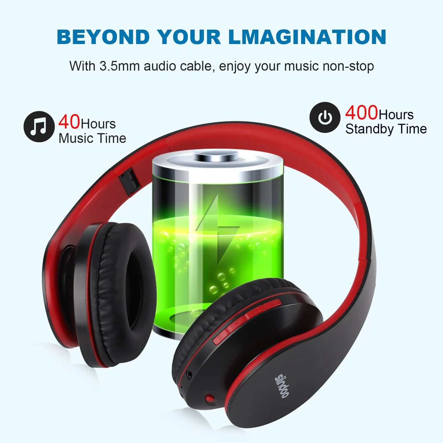 Headphones – Wireless, Foldable, FM & SD Support