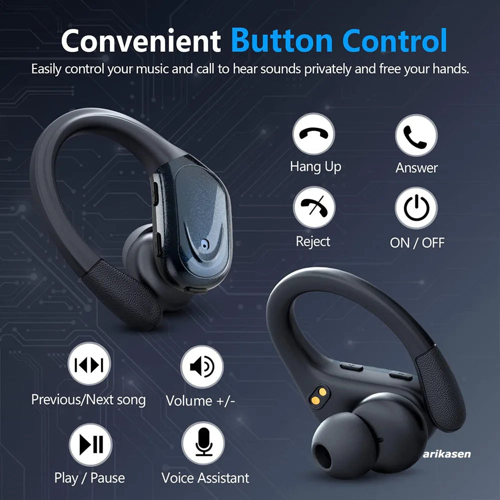 Sport Bluetooth 5.3 Wireless Earbuds – 75H Playtime, HiFi, LED & IPX6