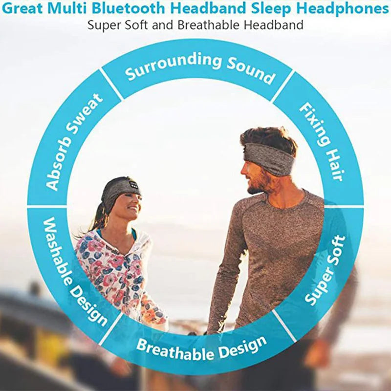 Bluetooth Sleeping Headphones – Soft Sports Headband, Comfortable Music Earphones