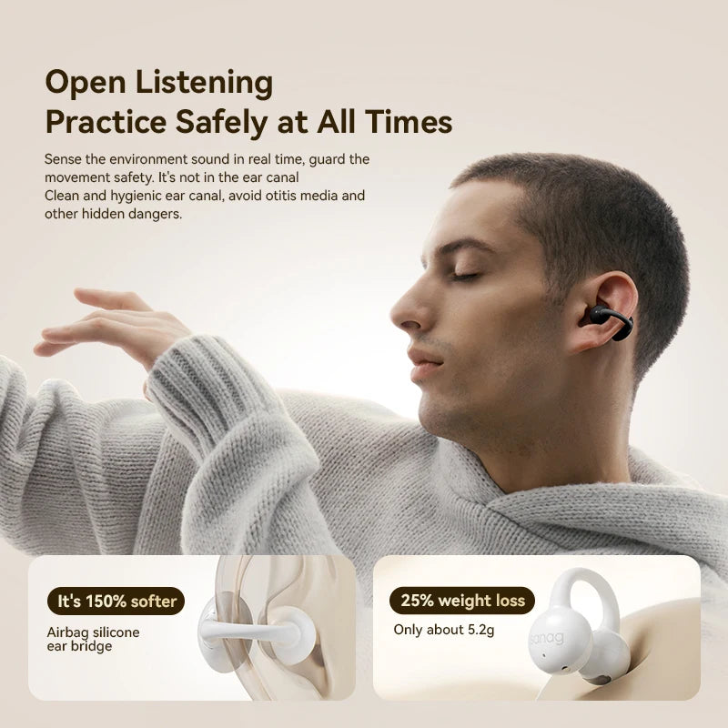 Open-Ear Bluetooth 5.4 Earphones with Mic & IPX4