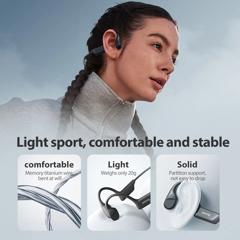Bone Conduction Headphones, 16H Playtime, IPX5 Waterproof
