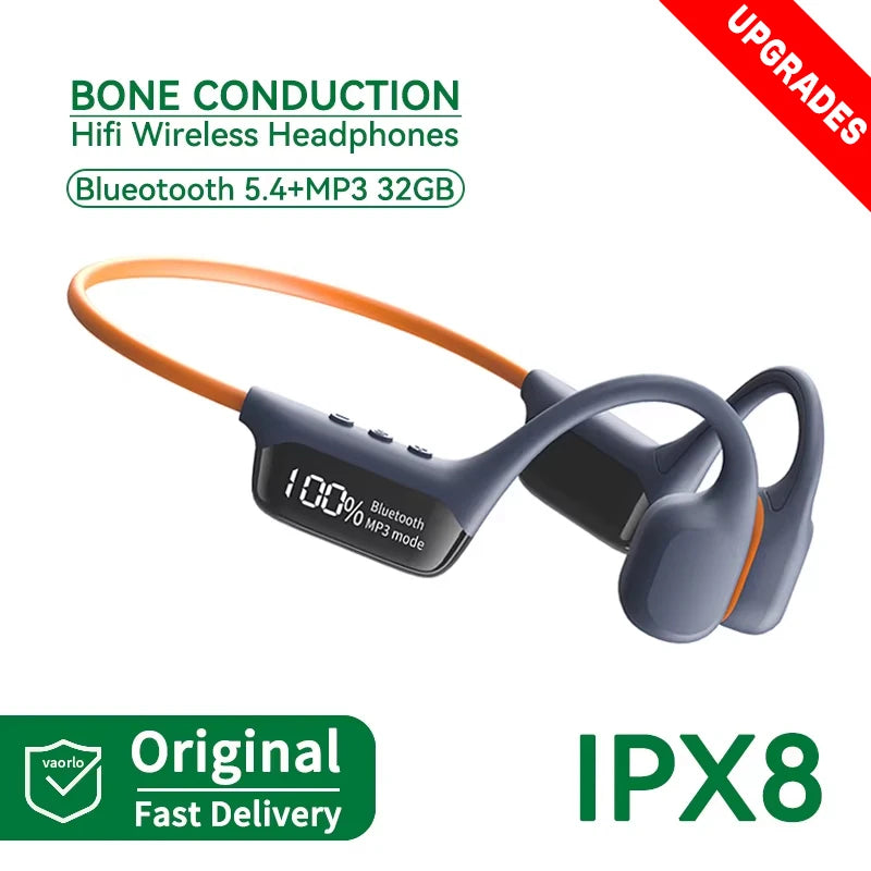 Bone Conduction Headphones – Bluetooth 5.4, 32GB, IPX8 Waterproof