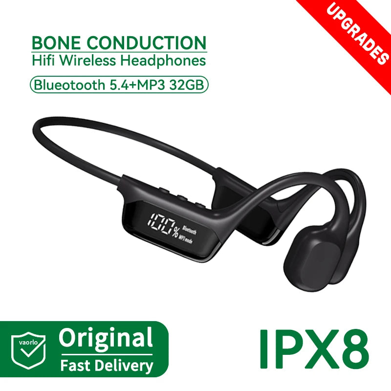 Bone Conduction Headphones – Bluetooth 5.4, 32GB, IPX8 Waterproof
