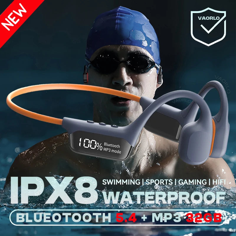 Bone Conduction Headphones – Bluetooth 5.4, 32GB, IPX8 Waterproof