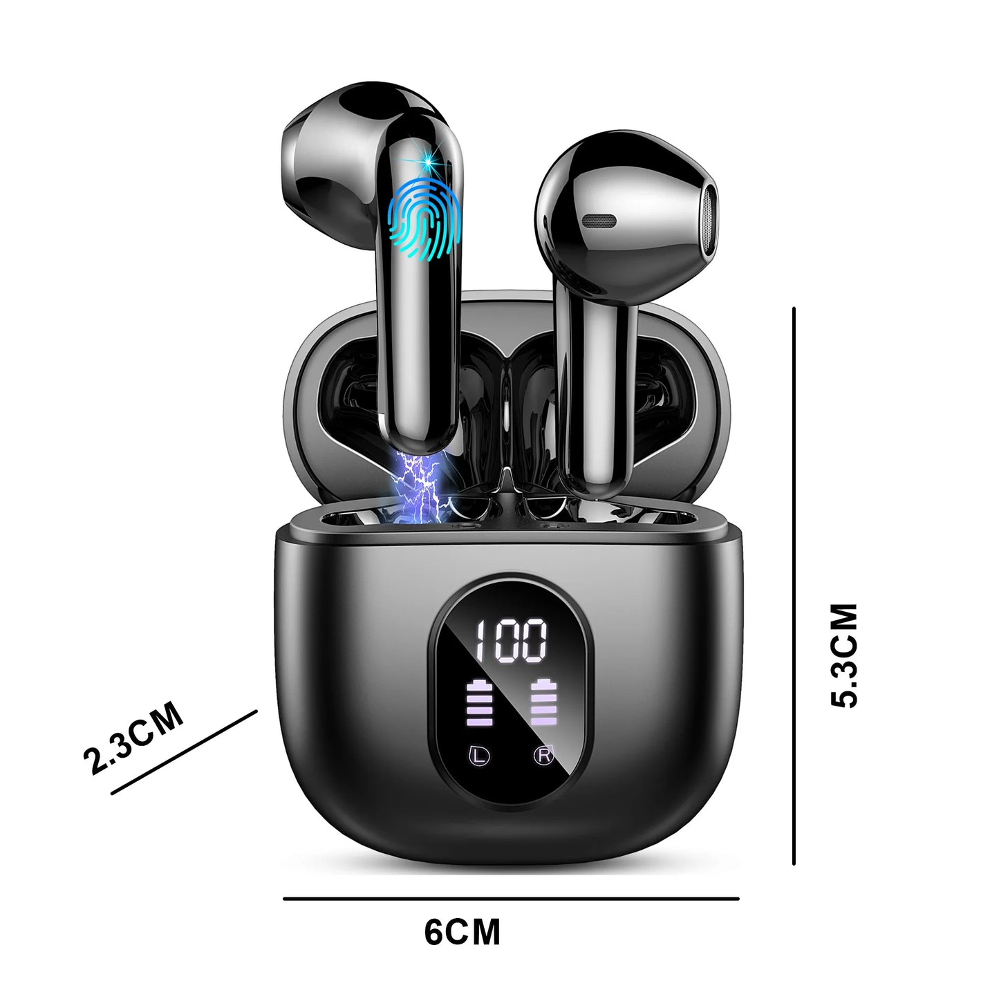 Wireless Earbuds – Bluetooth 5.3, ENC Mic, 50H Playtime, LED Display