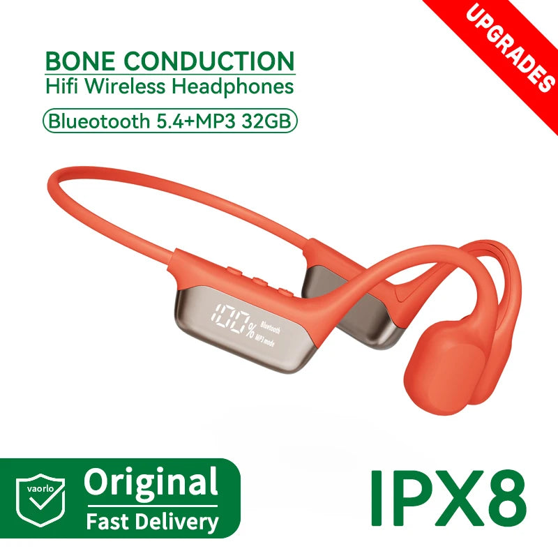 Bone Conduction Headphones – Bluetooth 5.4, 32GB, IPX8 Waterproof